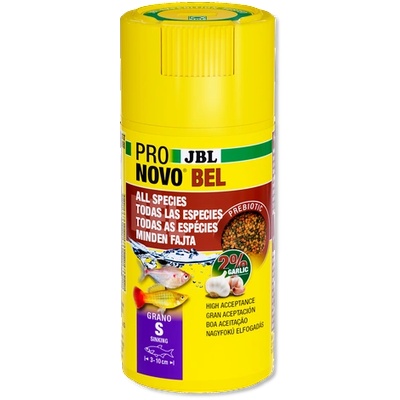 JBL Pronovo Bel Grano S - Гранулирана основна храна за аквариум в размер S за всички аквариумни рибки от 3-10 см. , 100 мл