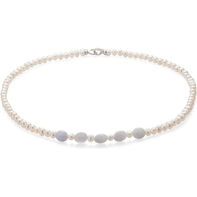 Swan Колие със сладководни бели перли и син ахат RAGATNW Swan