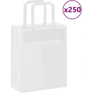 vidaXL Хартиени торбички 250 бр с дръжки бели 18x8x22 см (4101838)