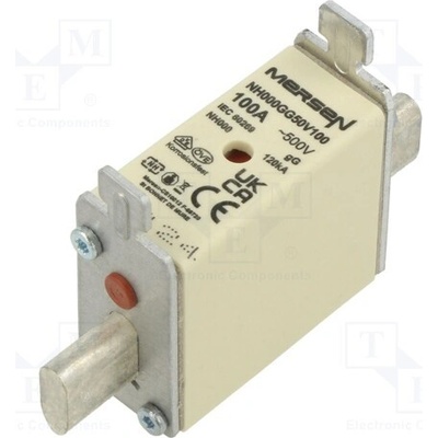 MERSEN NH000GG50V100 Pojistka: tavná; 100A; 500VAC; 250VDC; gG; keramická,průmyslová