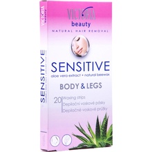 Victoria Beauty Sensitive depilačné voskové pásiky na tvár a bikiny 20 ks a obrúsky 2 ks