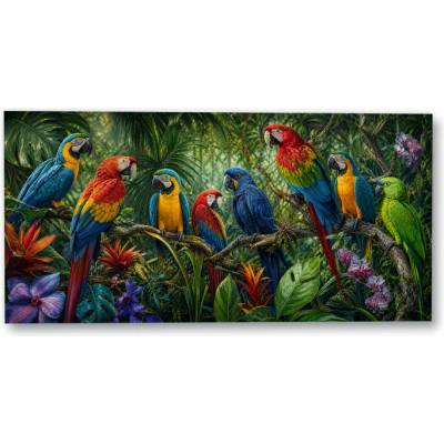 Plakát – Barevní papoušci v husté zeleni 150 × 75 cm Bez rámu Ne Bez rámu – Hledejceny.cz