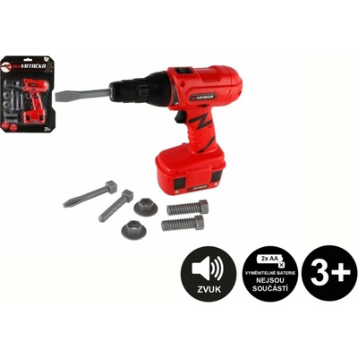 Teddies Aku Vrtačka nářadí plast 18x17cm s doplňky na baterie se zvukem na kartě 23x32cm