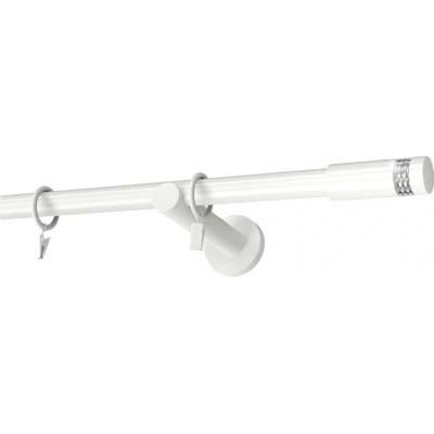 KovovégarnýžeCZ Garnýž Astra modern 19 mm bílá lesklá Jednořadá 140 cm Kroužky s háčky