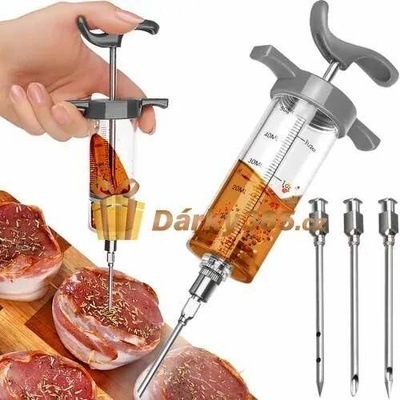 Injektor na maso pro vstříknutí marinády + 3 jehly - Ruhhy