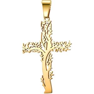 HARAHU Висулка на верижка Tree Cross - Златен KP34143