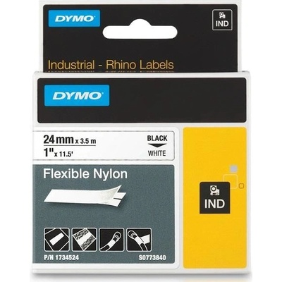 DYMO nylonová flexibilní páska RHINO D1 24 mm x 3,5 m, černá na bílé, S0773840