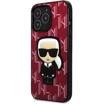 KARL LAGERFELD Monogram Ikonik Case - дизайнерски кожен кейс за iPhone 13 Pro Max (червен)