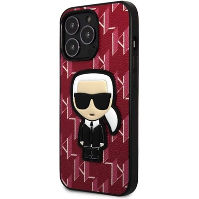 KARL LAGERFELD Monogram Ikonik Case - дизайнерски кожен кейс за iPhone 13 Pro Max (червен)