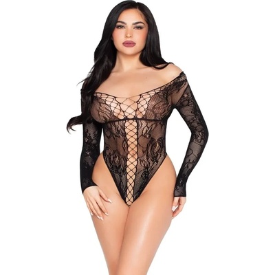 Еротично дантелено боди с ефектно деколте - Leg Avenue 89370 S/M/L (D-245351)