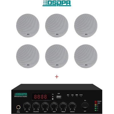 DSPPA Пакет озвучаване за стена 60W, Radio FM+USB+Bluetooth, Усилвател DSPPA MP60UB + 6x колони DSP7011 (Pachet MP60UB+6xDSP7011)