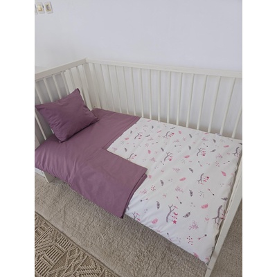 Babyhome Бебешки спален комплект от 3 части 60/120 см. Цвят ЛИЛАВ (10615)