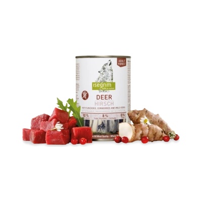 isegrim консерва с еленско, земна ябълка, боровинки и билки 800gr