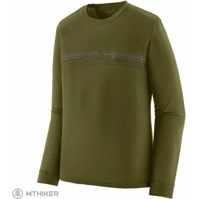 Patagonia L/S Cap Cool Merino Blend Graphic tričko strata stripe pond green