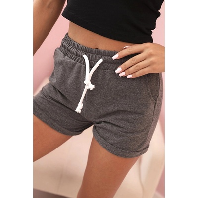 Kesi dámské bavlněné kraťasy s gumou a zavazováním v pase Luba šedá tmavě