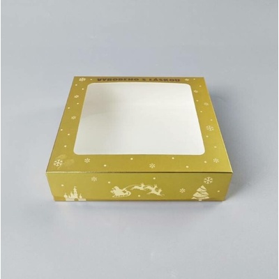 Dortisimo Vánoční krabice na cukroví zlato-bílá nepromastitelná (20 x 20 x 5 cm)