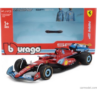 Bburago Ferrari F1 Sf-24 Team Scuderia Ferrari N 16 3rd Miami Gp 2024 Charles Leclerc With Pilot And Showcase Červená Černá Světle Modrá 1:43