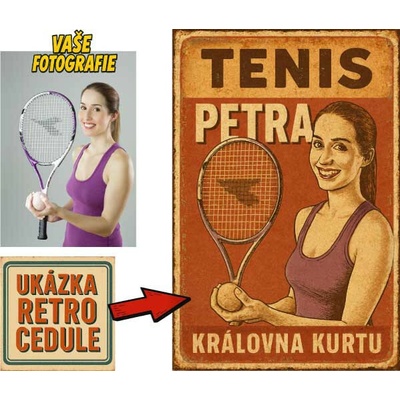 Retro cedule - Tenis - Plast / A5 ( 20x15cm)