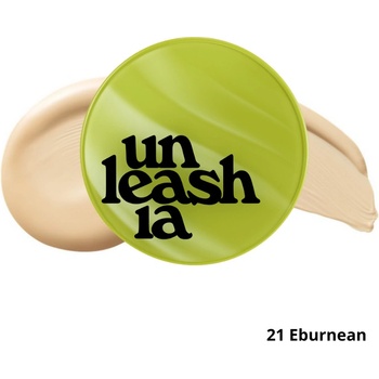 Unleashia Healthy Green Cushion SPF30/PA++ 21 Eburnean Saténový make-up v houbičce 15 g