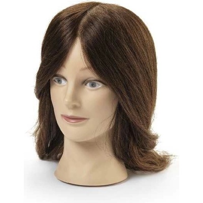 BraveHead 9851 Female Dark Brown cvičná hlava, 100% ľudské vlasy, 40 - 45 cm