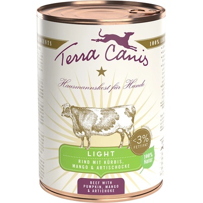 Terra Canis 12x400г Light Terra Canis, консервирана храна за кучета - говеждо месо с тиква, манго и артишок