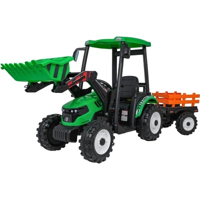 mamido Dětský elektrický traktor MEGA D68 24V s přívěsem zelená