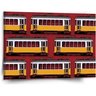 Sablio Obraz Lisabonské historické električky Červený Pattern - 150x110 cm