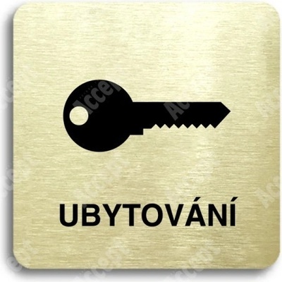 ACCEPT Piktogram ubytování - zlatá tabulka - černý tisk bez rámečku