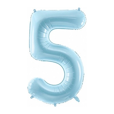 PartyDeco Fóliový balón narodeninové číslo 5 svetlomodrý
