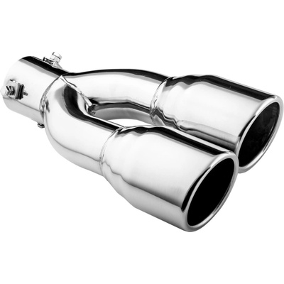 ASSO koncovka výfuku nehrdzavejúca oceľ dvojitá okrúhla, vonkajší priemer 2× 80 mm, dĺžka 308 mm