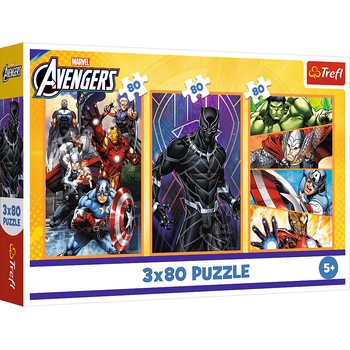 Trefl - Puzzle 3x80 Marvel: Days full of action - 40 - 99 piese