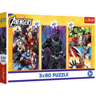 Trefl - Puzzle 3x80 Marvel: Days full of action - 40 - 99 piese