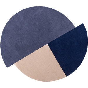 Flair Rugs Син ръчно изработен вълнен кръгъл килим ø 150 cm Mia Segment - Flair Rugs (503119380182)