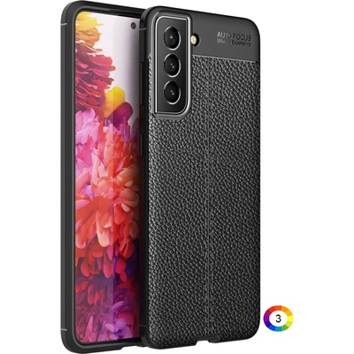 Samsung Galaxy S21 FE Удароустойчив Litchi Skin Калъф и Протектор