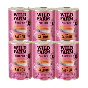 WILD FARM Пастет със сьомга 6x400 г - безглутенова храна за котки