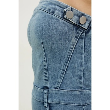 ANSWEAR Дънкова рокля Answear Lab в синьо среднодълга с кройка по тялото (R2091.hos)