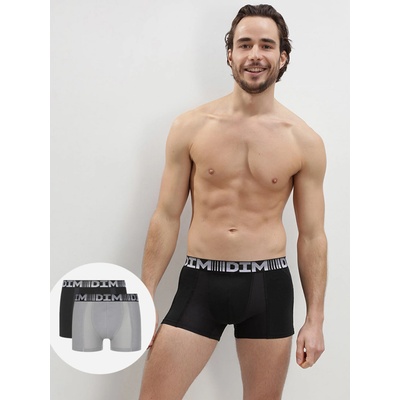 Комплект от два мъжки боксерки в сиво и черно Dim COTTON 3D FLEX AIR BOXER DIM | Siv | МЪЖЕ | M