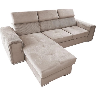 MEBLEDOMI Универсален ъглов разтегателен диван в l форма с ракла salvada бежов (me00012)