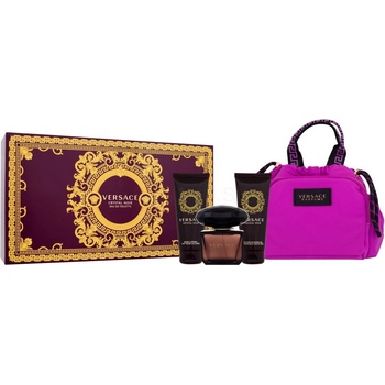 Versace Crystal Noir Подаръчен комплект, Тоалетна вода 90ml + душ гел 100ml + Мляко за тяло 100ml + чанта, Жени
