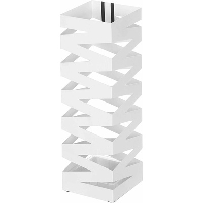 SONGMICS Stojan na dáždniky štvorcový biely motív zigzag