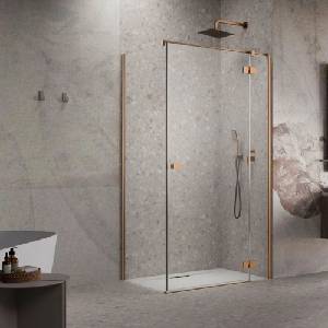 Radaway Правоъгълна душ кабина с люлееща се врата Radaway Essenza KDJ 90x110 см, матирана медно-прозрачно покритие, дясна (1385044-93-01R+1384053-01-01)