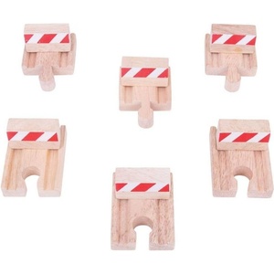 Bigjigs Toys - Комплект от 6 дървени стоп ЖП релси