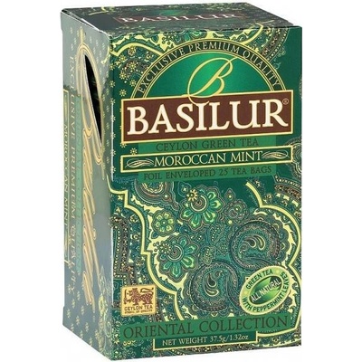 Basilur Aromatizovaný zelený čaj Orient Moroccan Mint porcovaný s přebalem 25 sáčků