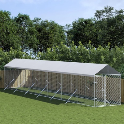 vidaXL Venkovní psí kotec se střechou stříbrný 200 x 1400 x 250 cm ocel 9799.3190485