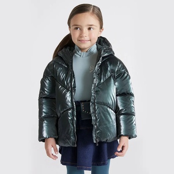 Image 1 of MAYORAL Ватирана метализирана шуба с качулка в зелено Майорал