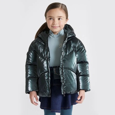 MAYORAL Ватирана метализирана шуба с качулка в зелено Майорал