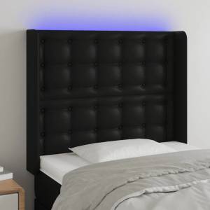 vidaXL LED горна табла за легло, черна, 93x16x118/128 см (3124126)