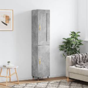 vidaXL Висок шкаф, бетонно сив, 34, 5x34x180 см, инженерно дърво (3200117)