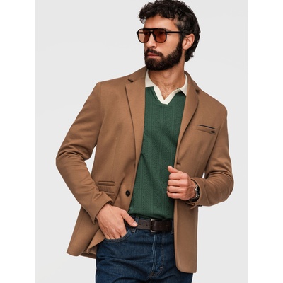 Ombre Clothing Плетено мъжко сако SLIM FIT по мярка - светло кафяво V4 M170 Ombre Clothing Ombre Clothing | Kafyav | МЪЖЕ | S