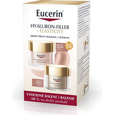 Eucerin Hyaluron-Filler + Elasticity Rosé denní SPF30 + noční krém 2x50 ml – Zboží Dáma